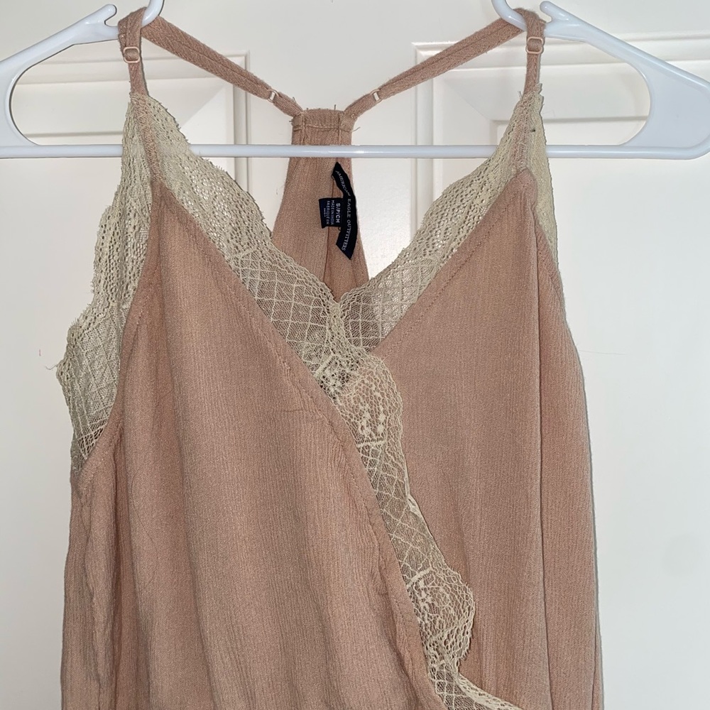 Dusty Rose Pink Lace Trim Tank Top - Picture 3 of 5